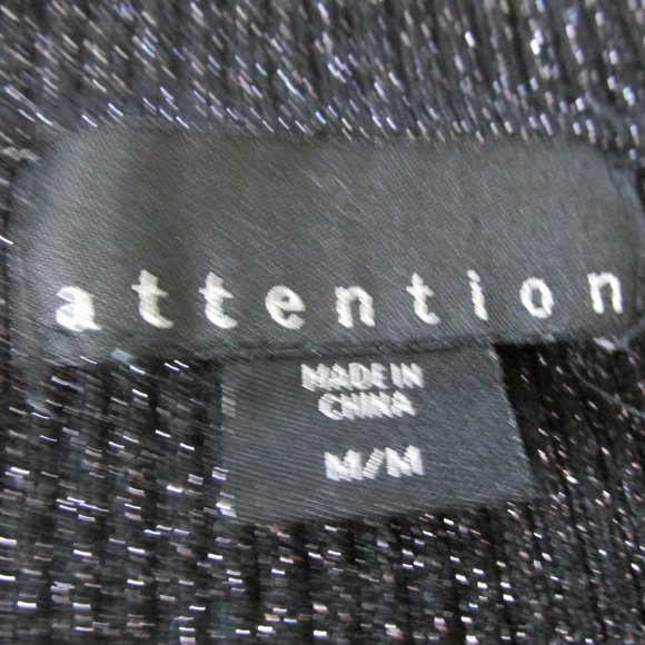 Attention Sweater Womens Size Medium Black Long Sleeve Glitter Pullover Shirt - Picture 4 of 5
